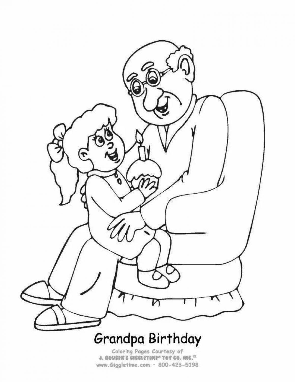 Glorious grandfather's birthday coloring page from granddaughter