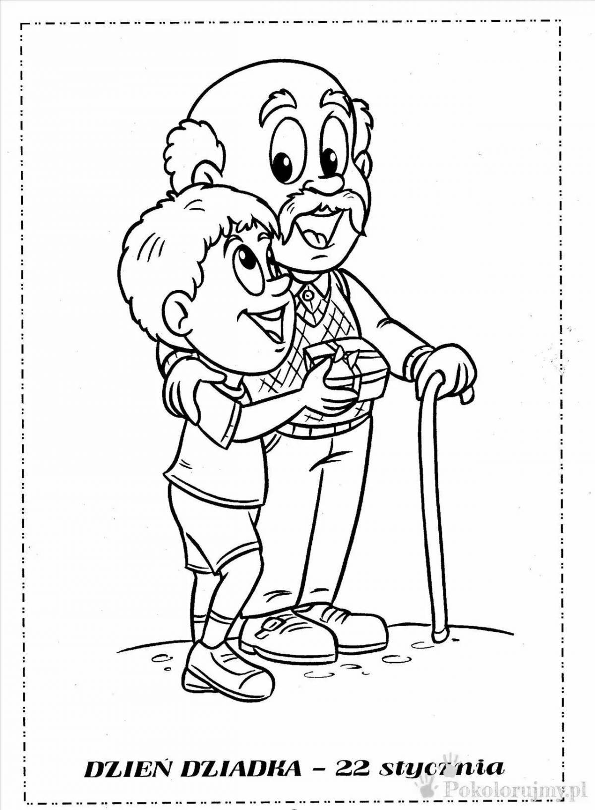 Glitter birthday coloring for grandfather from granddaughter