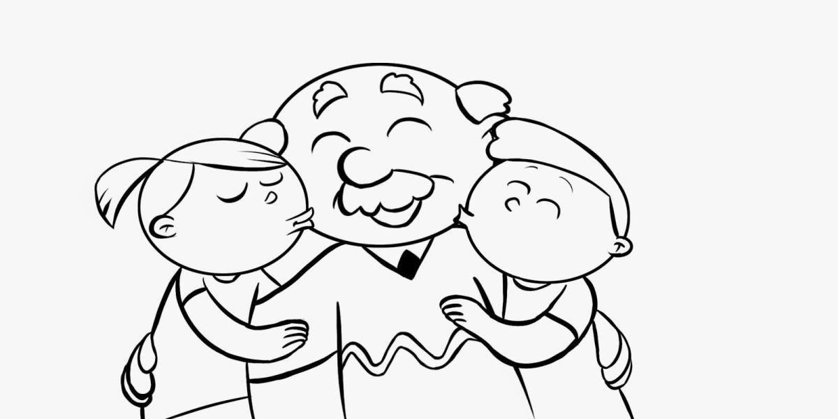 Coloring page adorable birthday grandfather from granddaughter