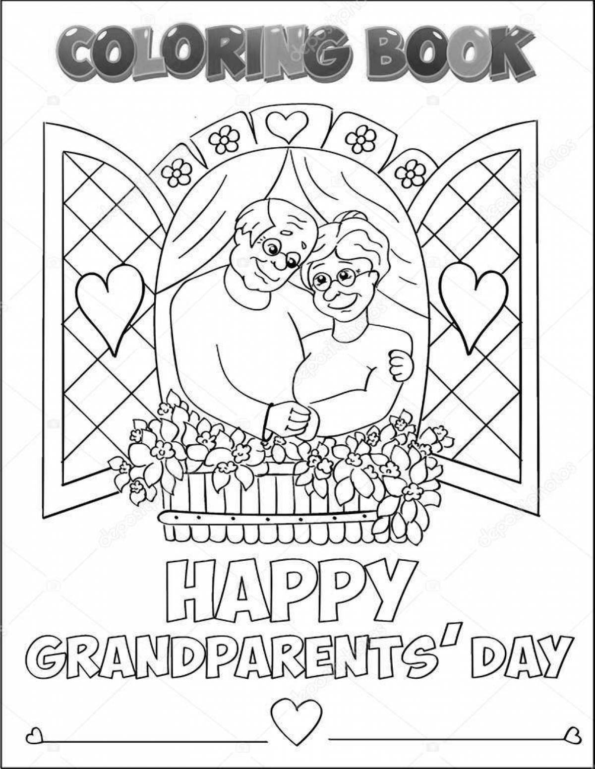 Cute grandfather birthday coloring page from granddaughter