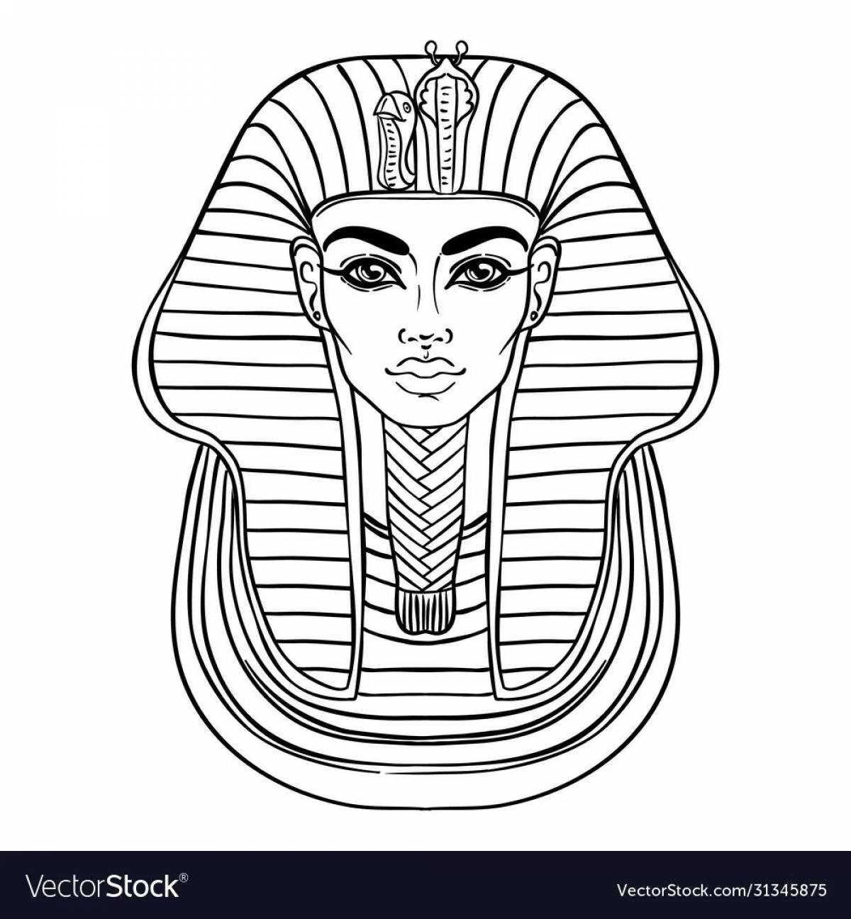 Маска фараона Тутанхамона чёрно-белая