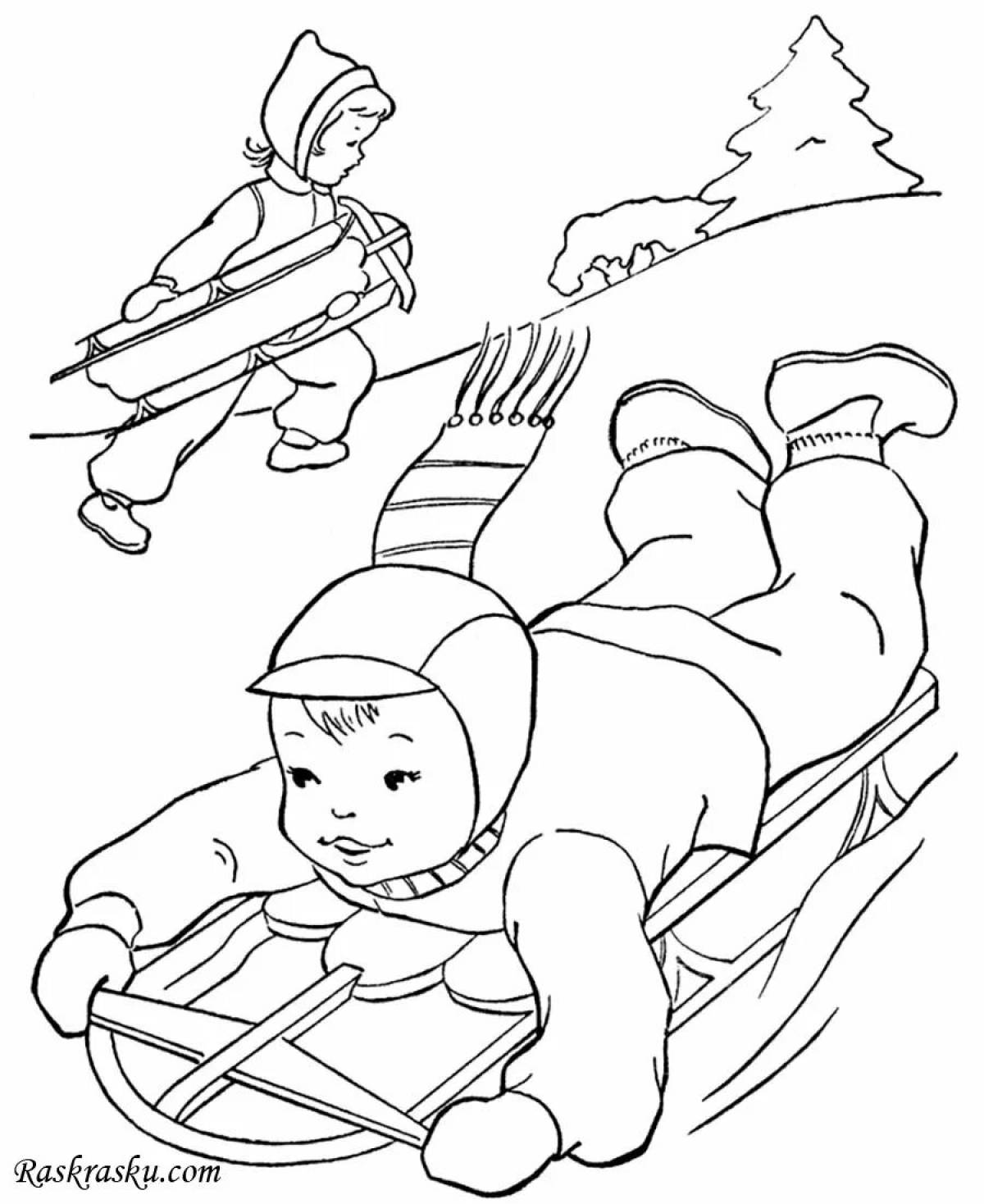 Children sledding down slide #5