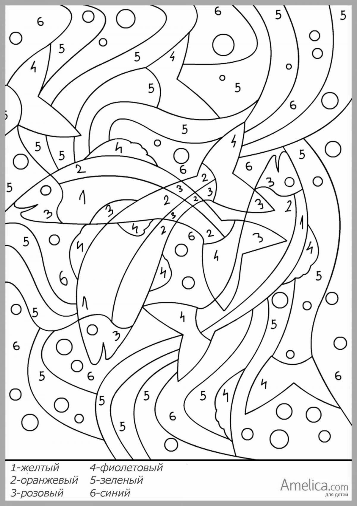 Fun coloring for children by numbers 6 7