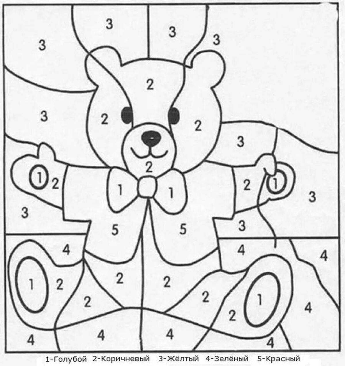 Bright coloring for children by numbers 6 7