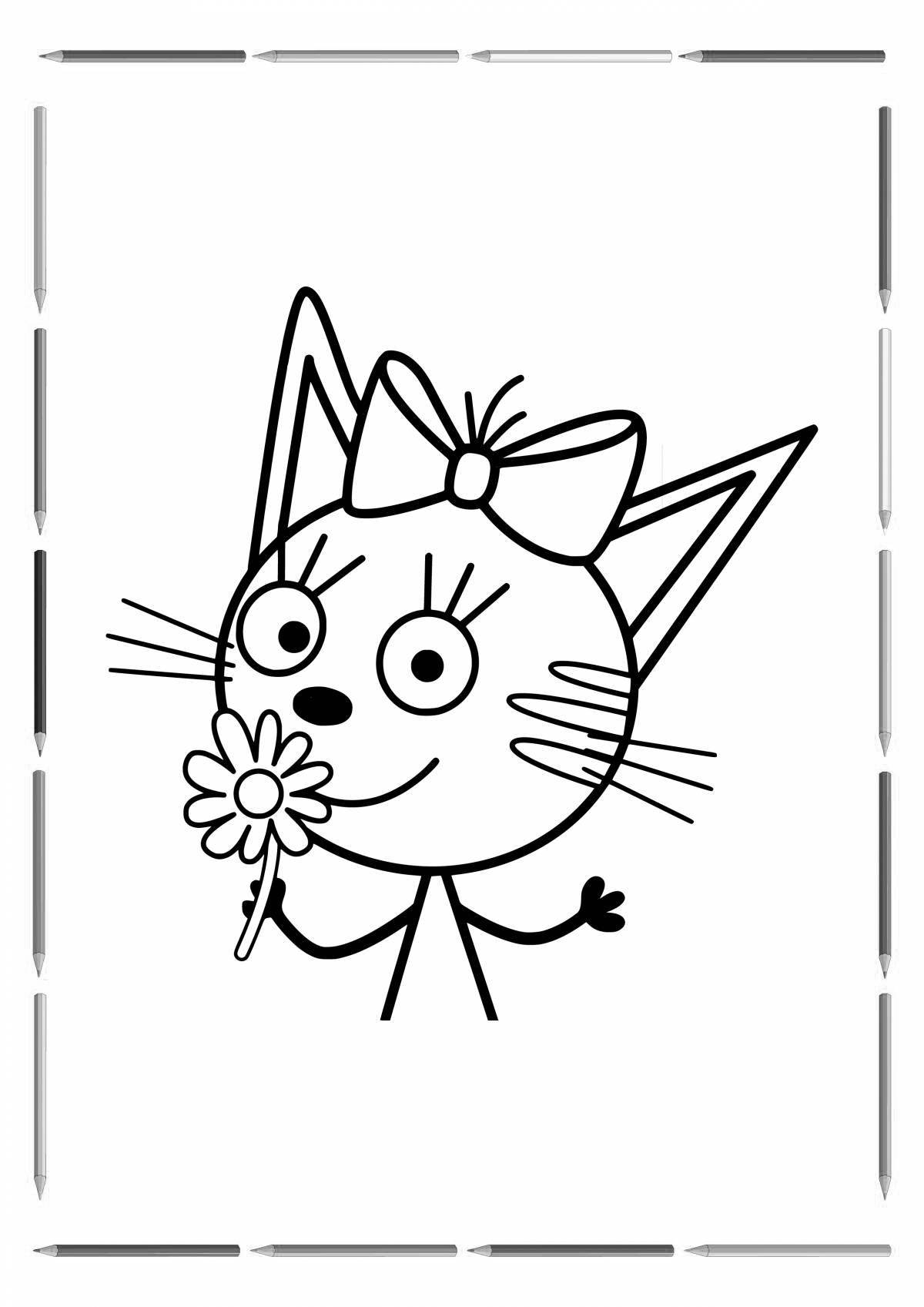 Cute coloring book for girls 3 years old 3 cats