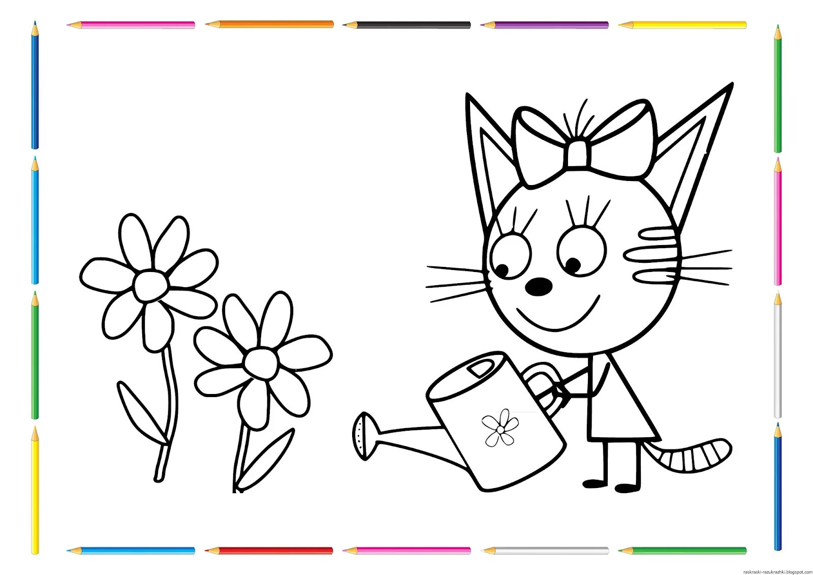 Вдохновляющая раскраска для девочек 3 года 3 кошки