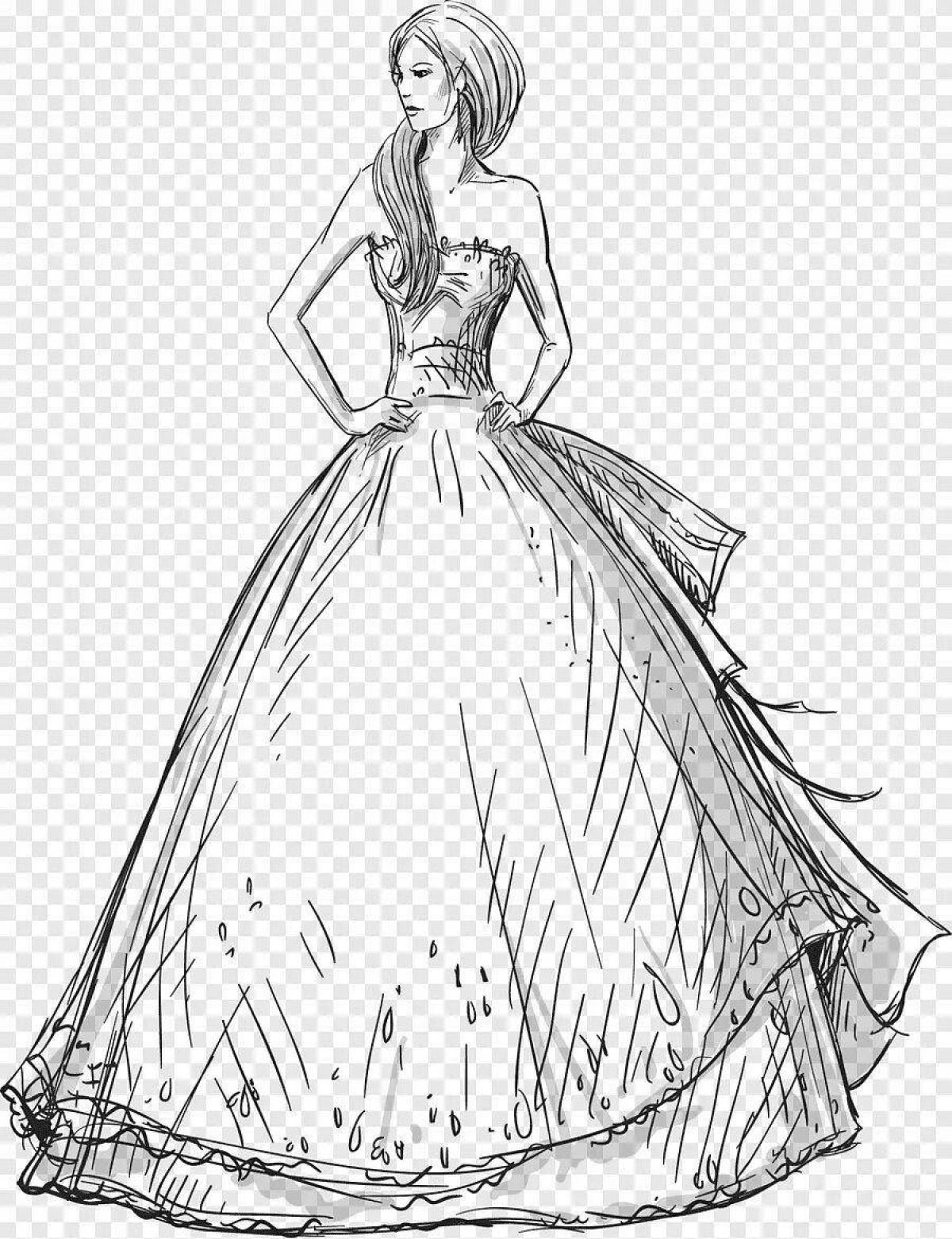 раскраска Bratz Красивые девушки с очень элегантное вечернее платье и диадему
