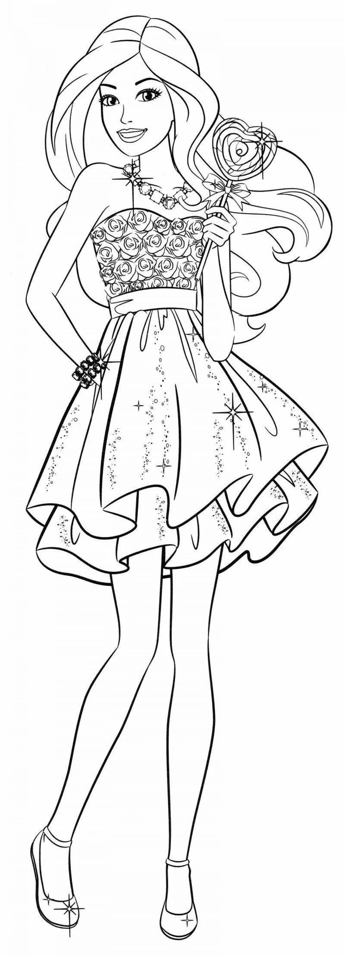 Coloring page tasteful girl in a long dress