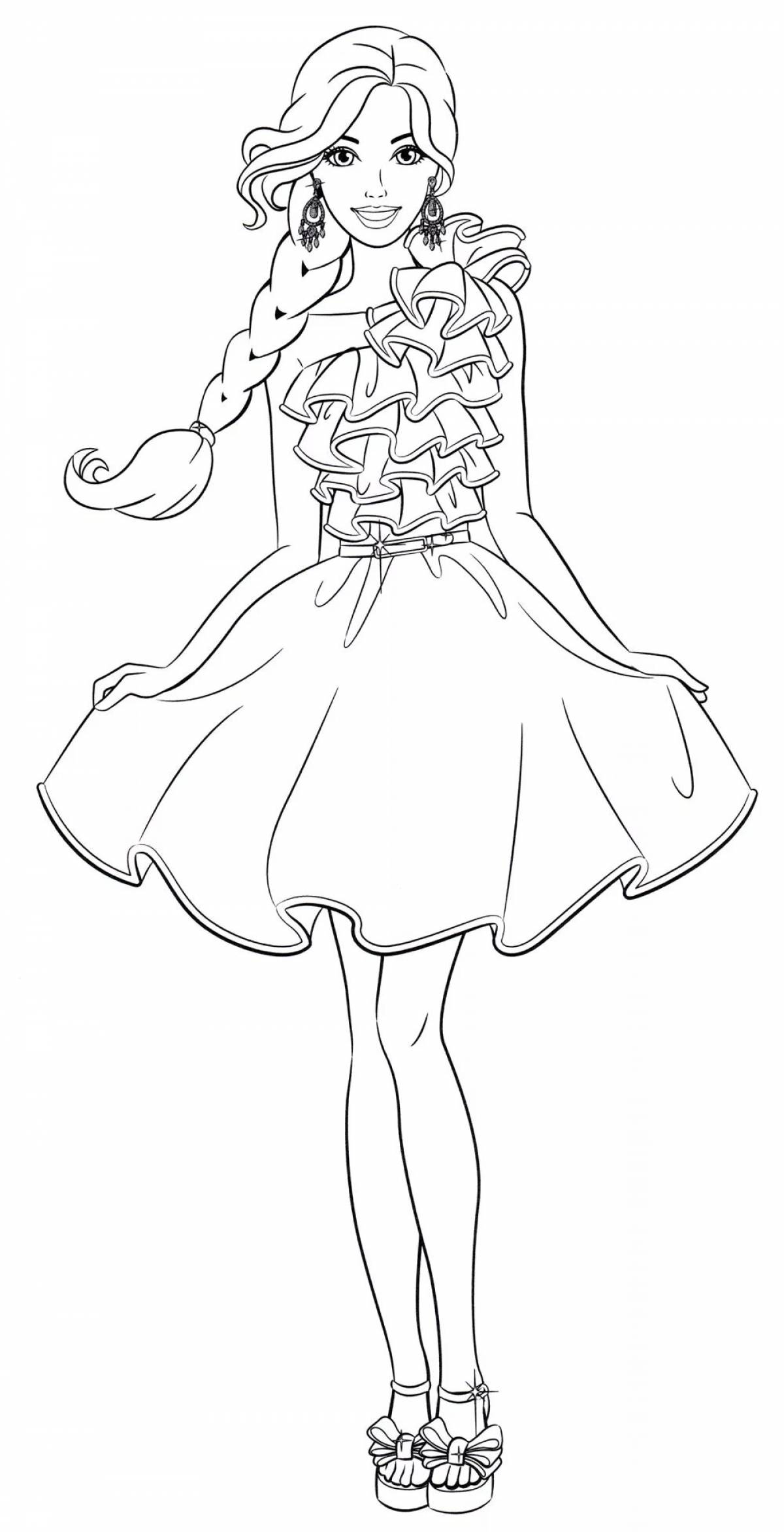 Zippy coloring girl in a long dress