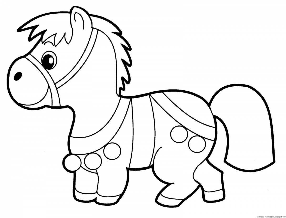 Очаровательная лошадь-раскраска для детей 2-3 лет