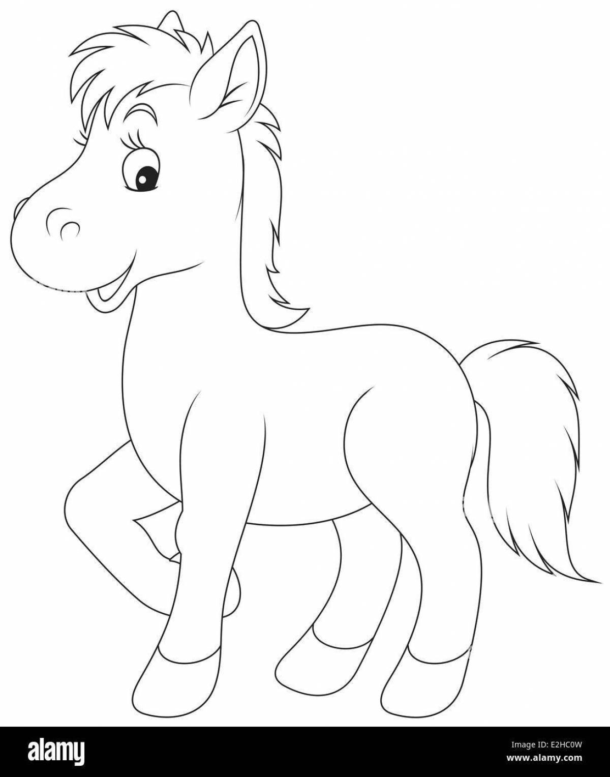 Яркая лошадь-раскраска для детей 2-3 лет