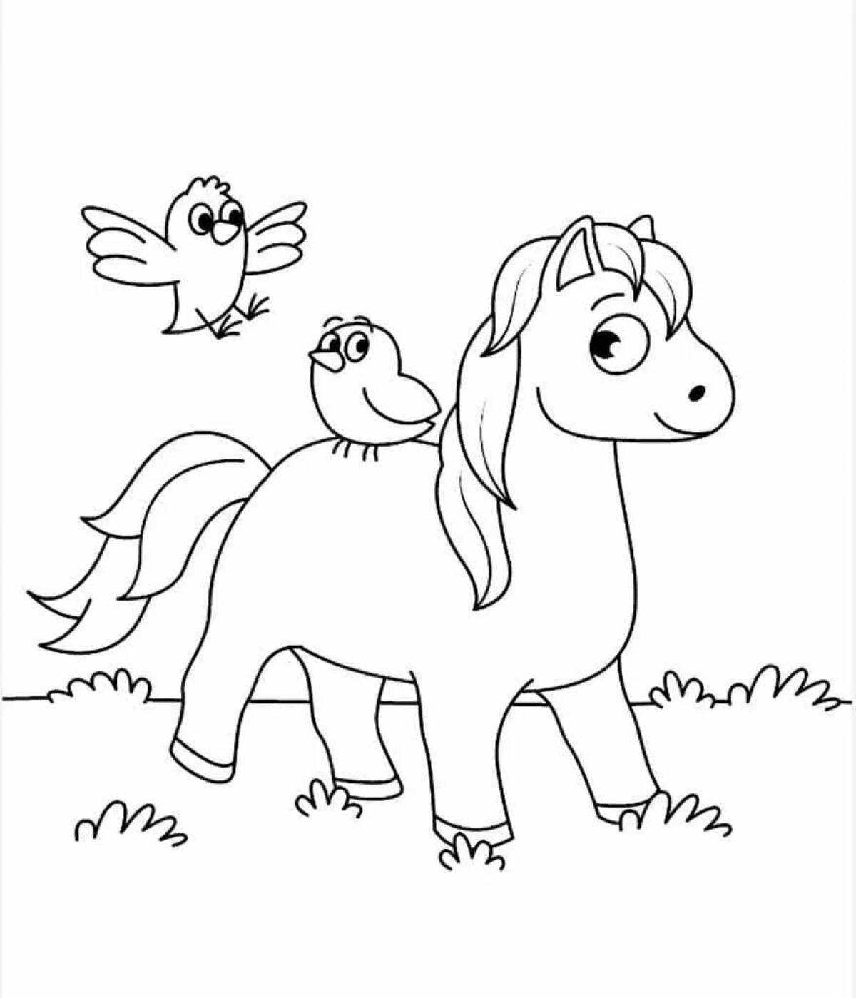 Color-fiesta horse coloring page for children 2-3 years old