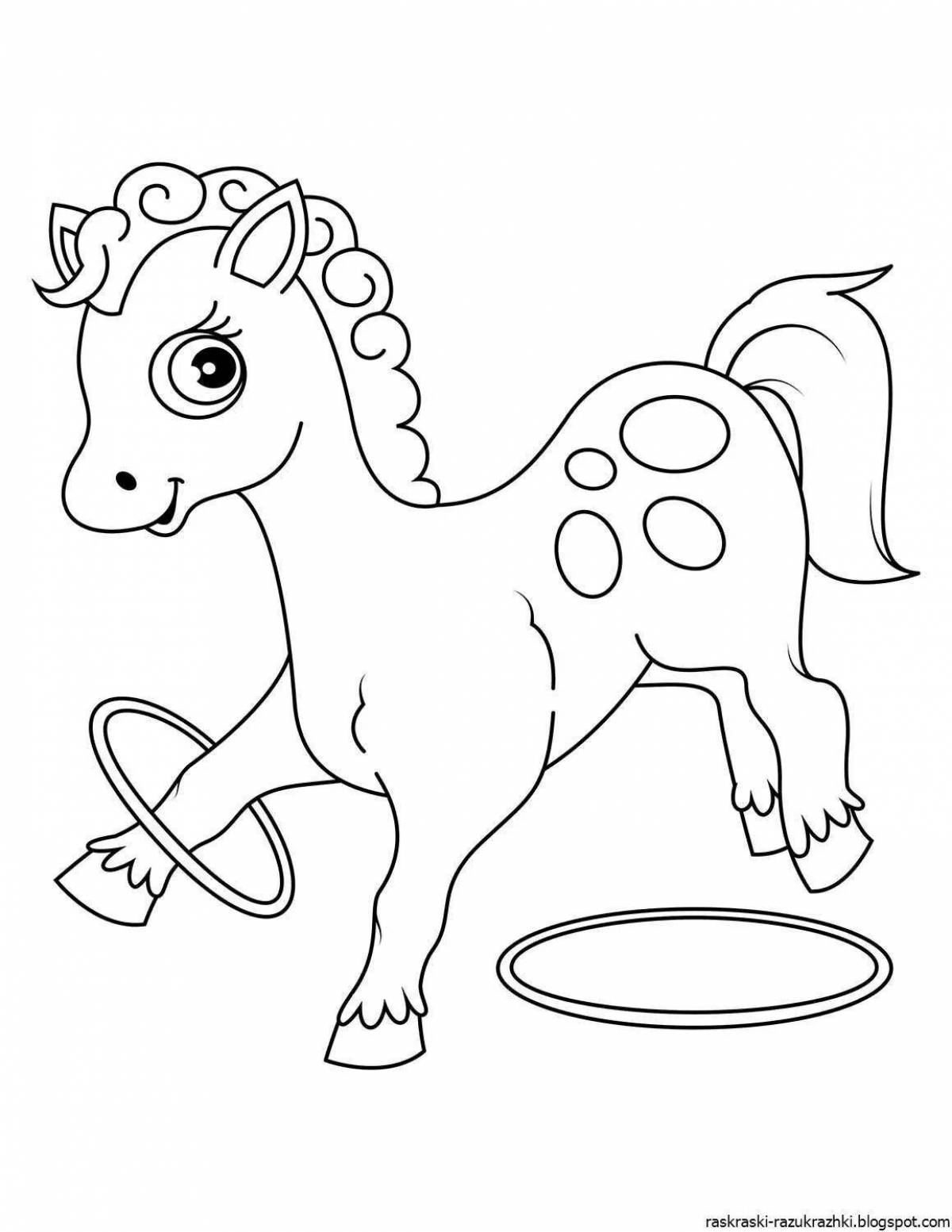 Разукрась бешеную лошадь раскраски для детей 2-3 лет