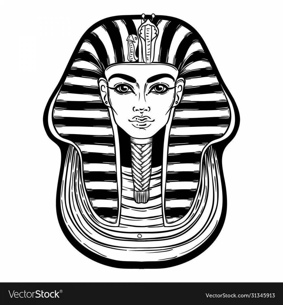 Coloring page majestic mask of Pharaoh Tutankhamun