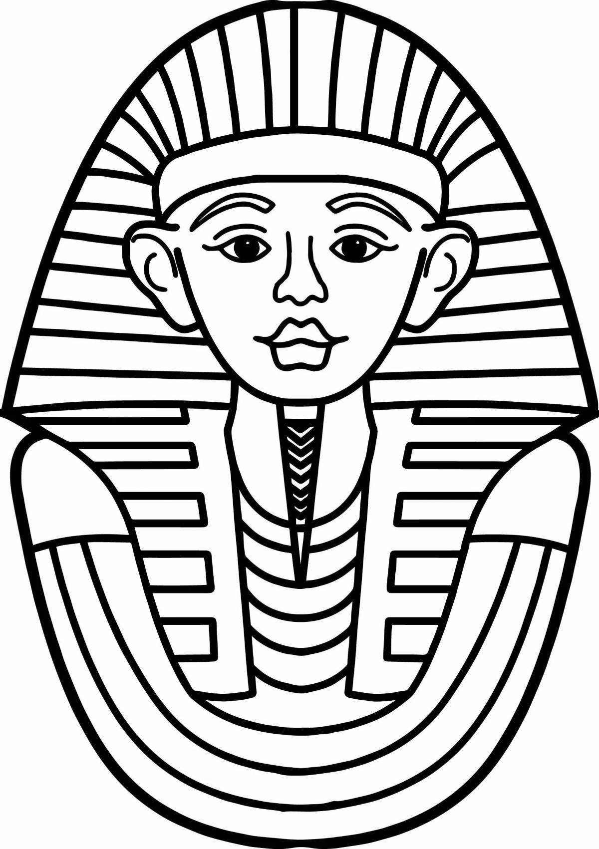 Coloring page magnificent mask of Pharaoh Tutankhamun