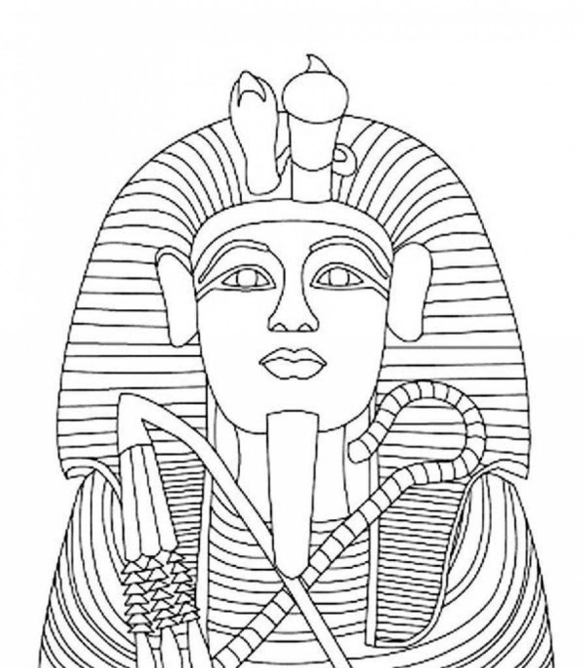 Coloring page mask of the great pharaoh Tutankhamun
