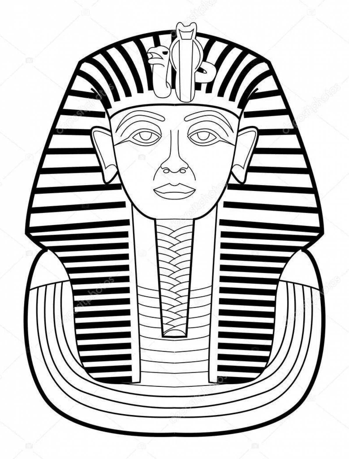 Coloring page magnificent mask of Pharaoh Tutankhamun