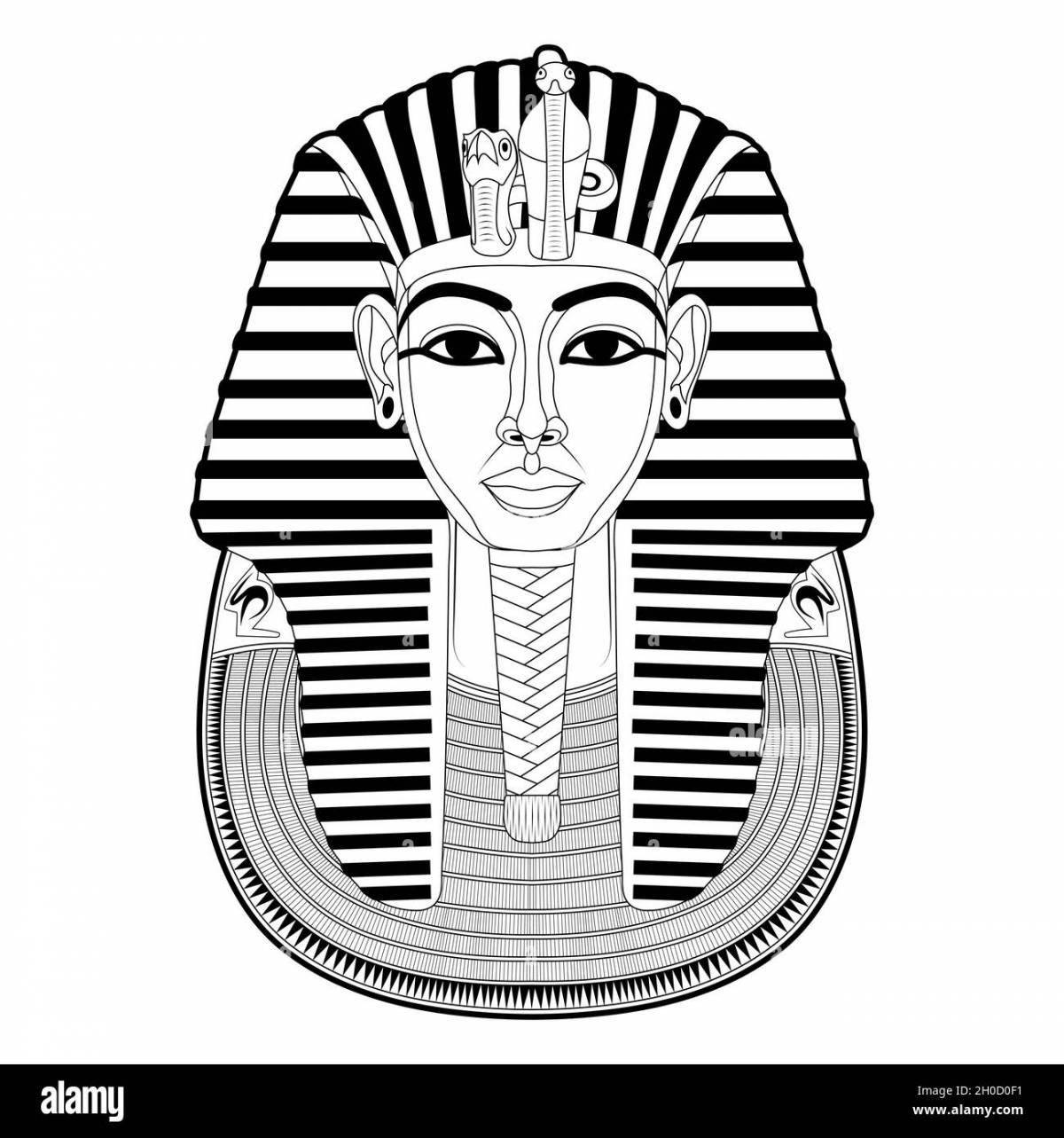 Раскраска маска царственного фараона тутанхамона