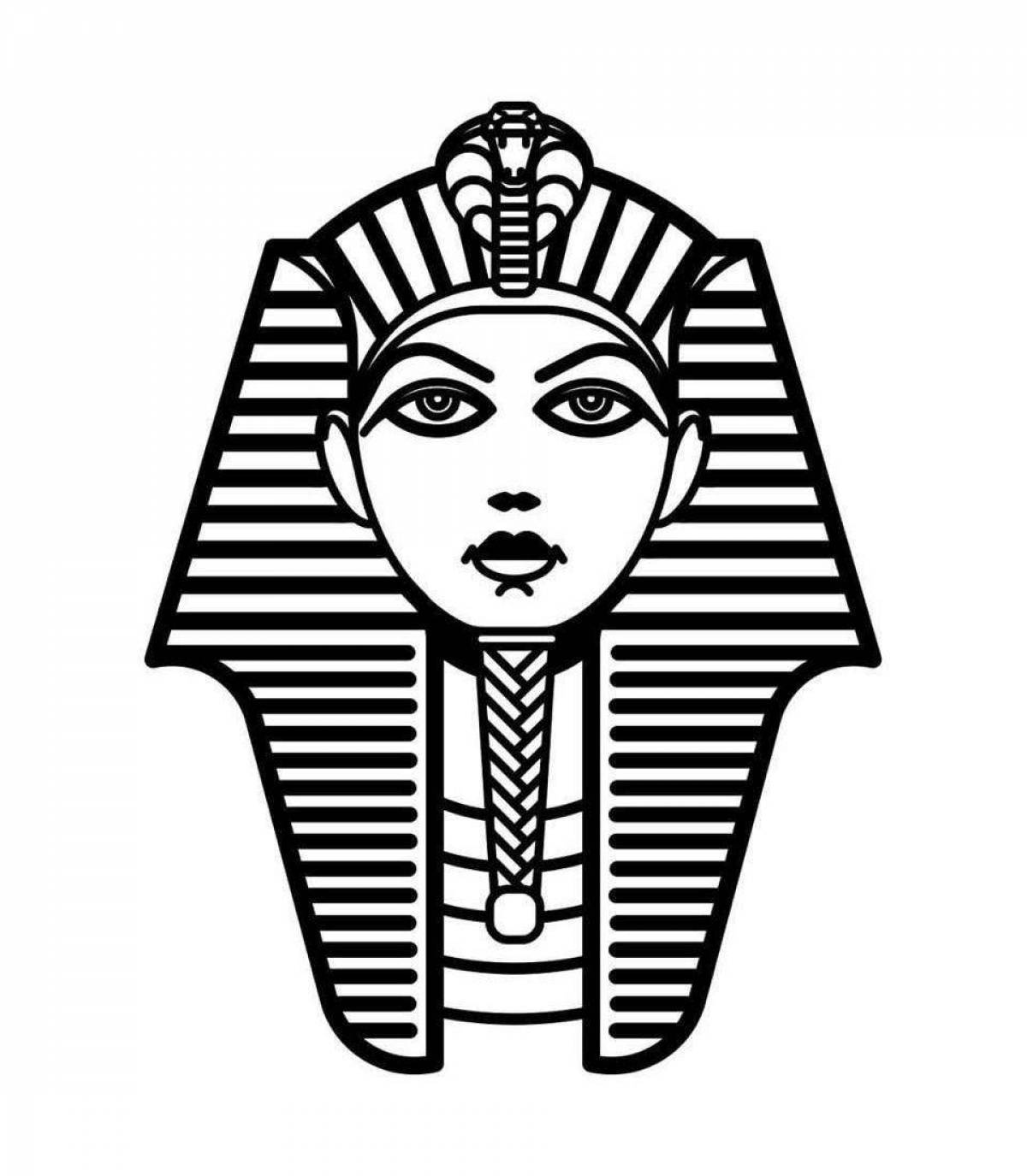 Coloring page exquisite mask of Pharaoh Tutankhamun