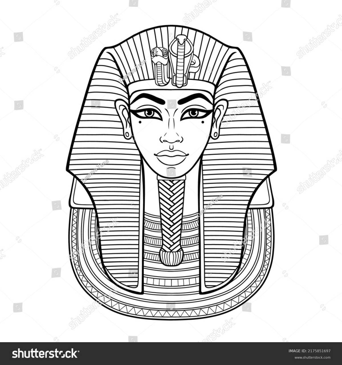 Coloring book shining mask of Pharaoh Tutankhamun
