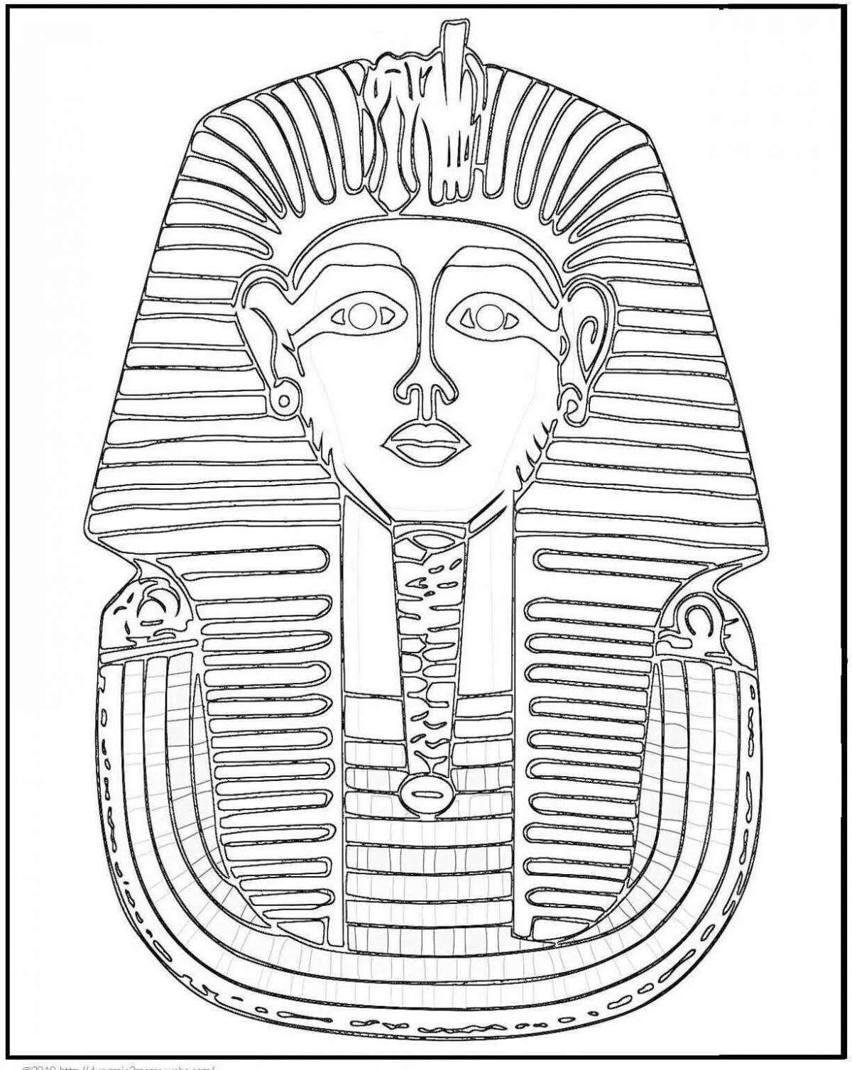 Раскраска элегантная маска фараона тутанхамона