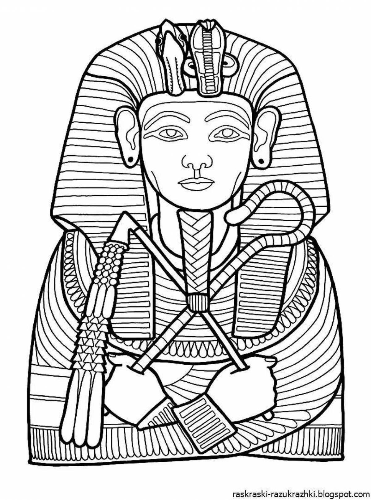 Pharaoh Tutankhamen's shiny mask coloring book