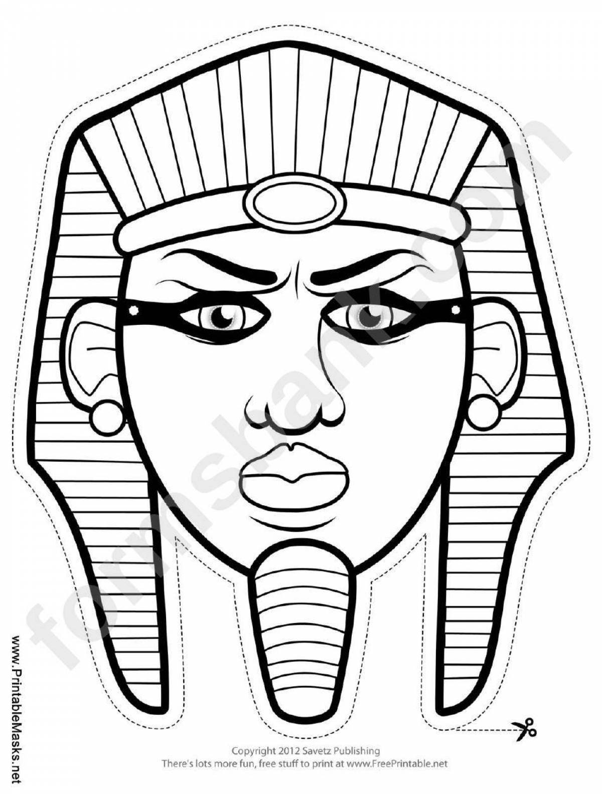 Раскраска украшенная маска фараона тутанхамона