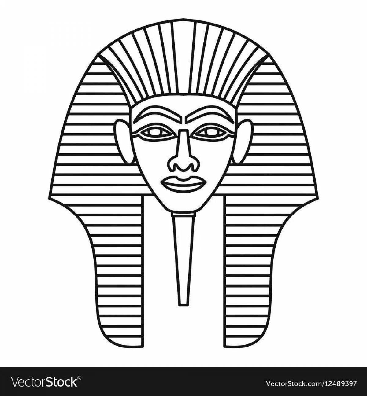 Generous mask of Pharaoh Tutankhamun coloring book