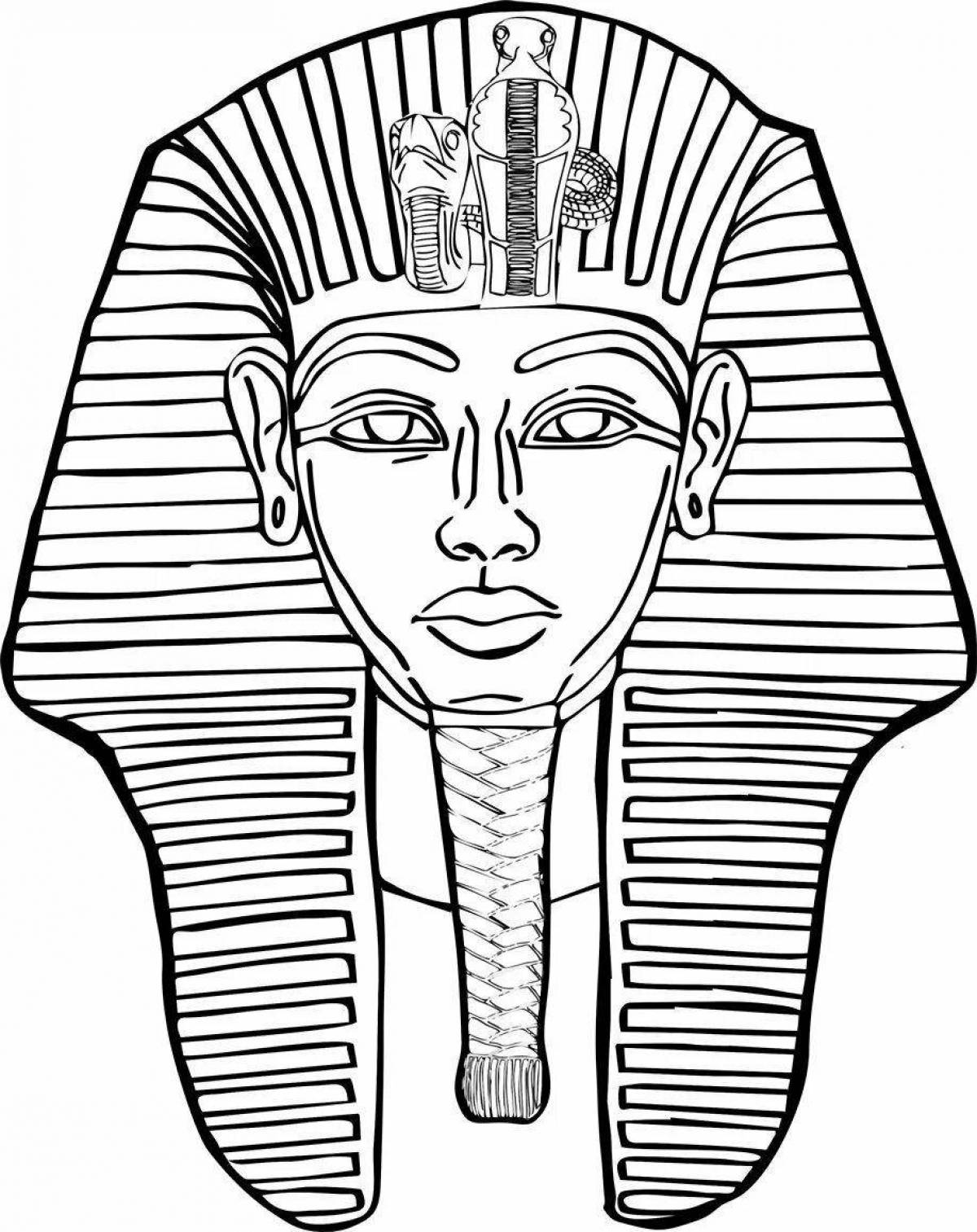 Coloring mask of the exalted pharaoh tutankhamen