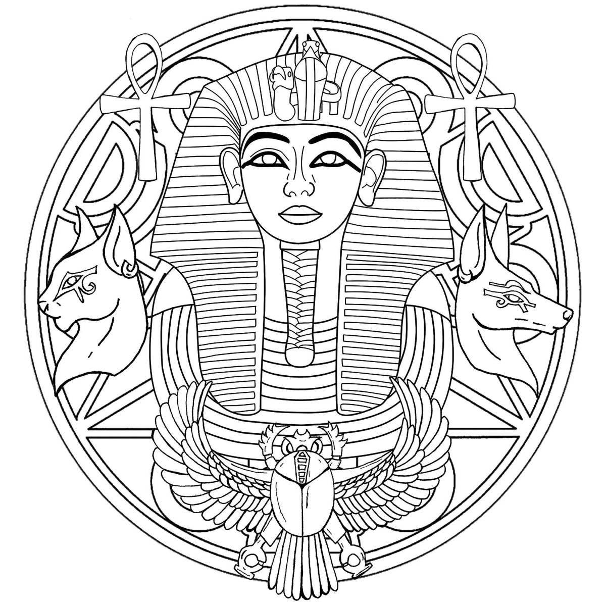 Coloring page exquisite mask of Pharaoh Tutankhamun