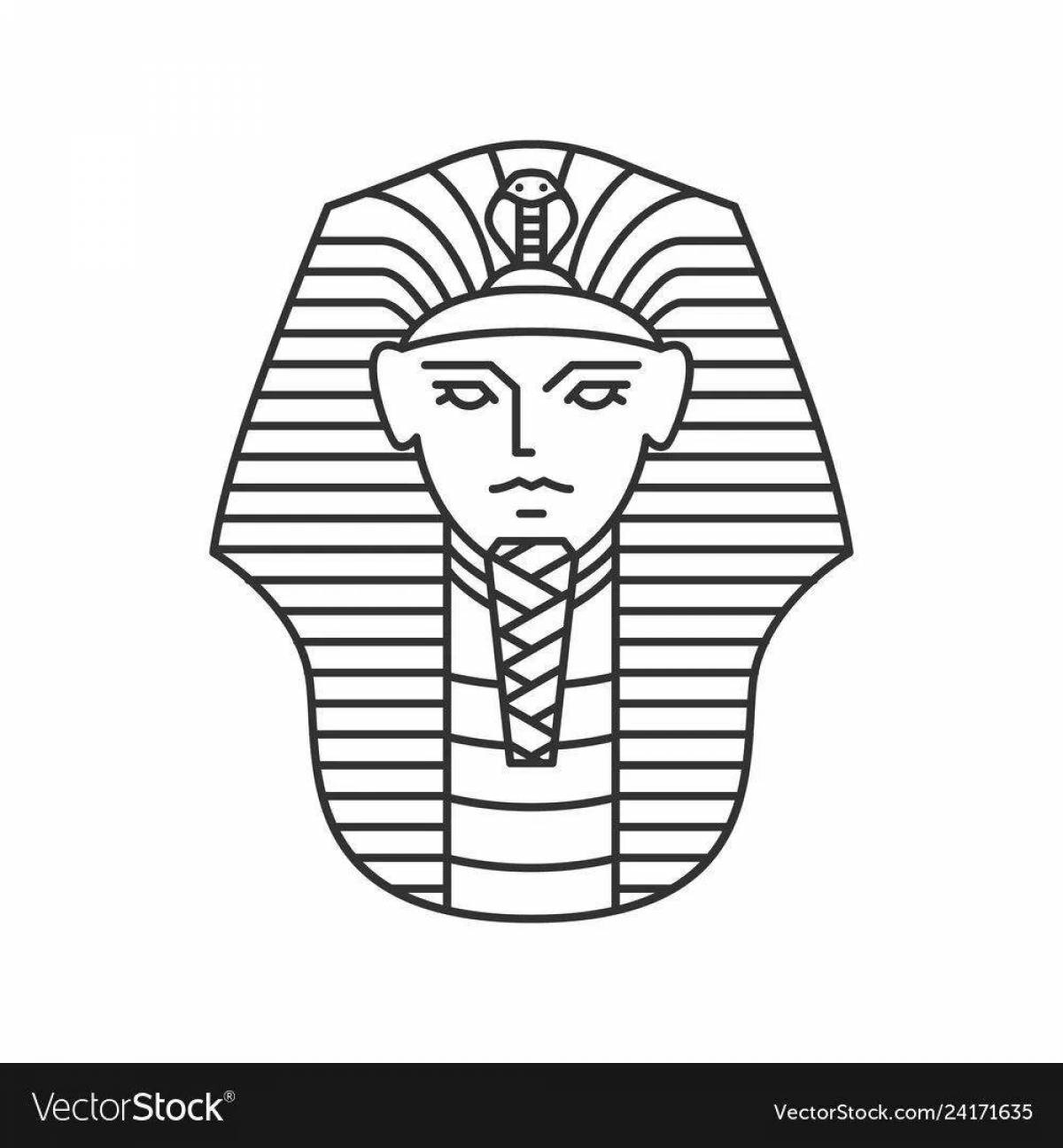 Great mask of Pharaoh Tutankhamun coloring book