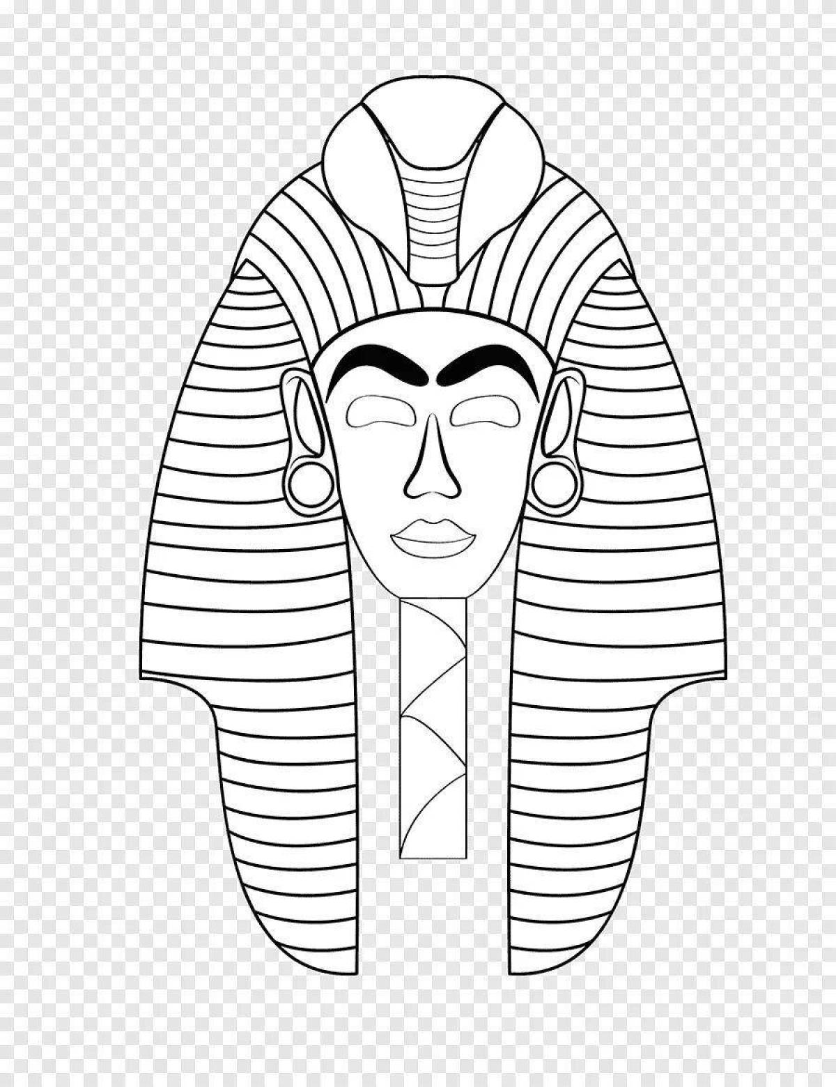 Coloring page shiny mask of pharaoh tutankhamun
