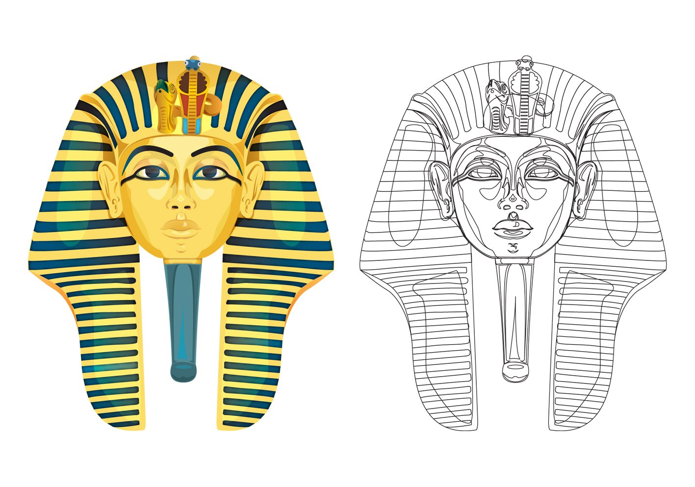 Фараон Тутанхамон цветными карандашами