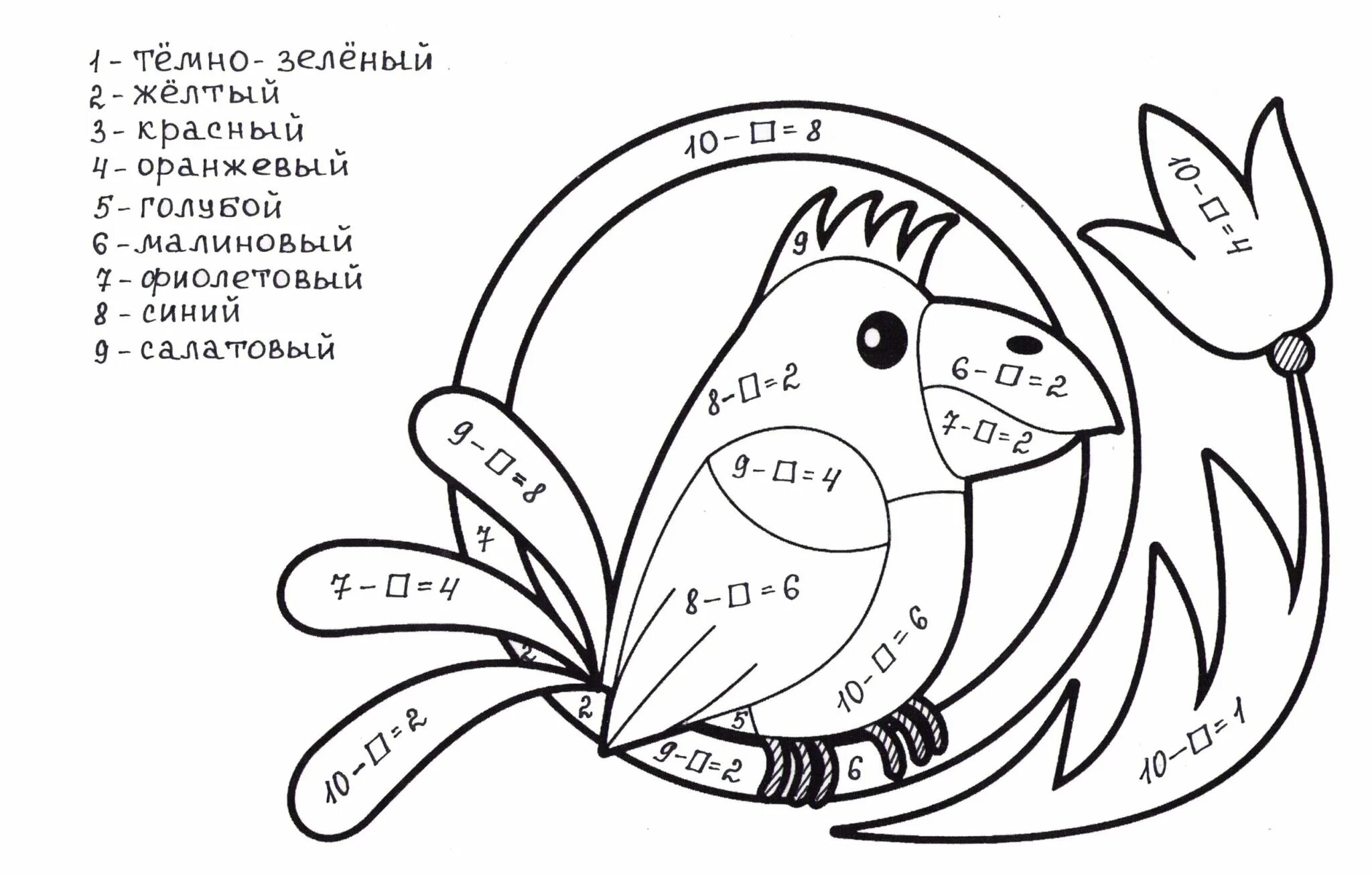 Потрясающая страница раскраски сложения и вычитания