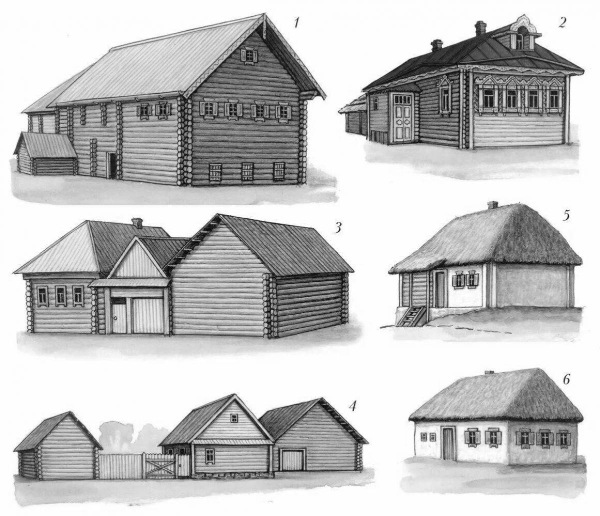 Large coloring of traditional dwellings