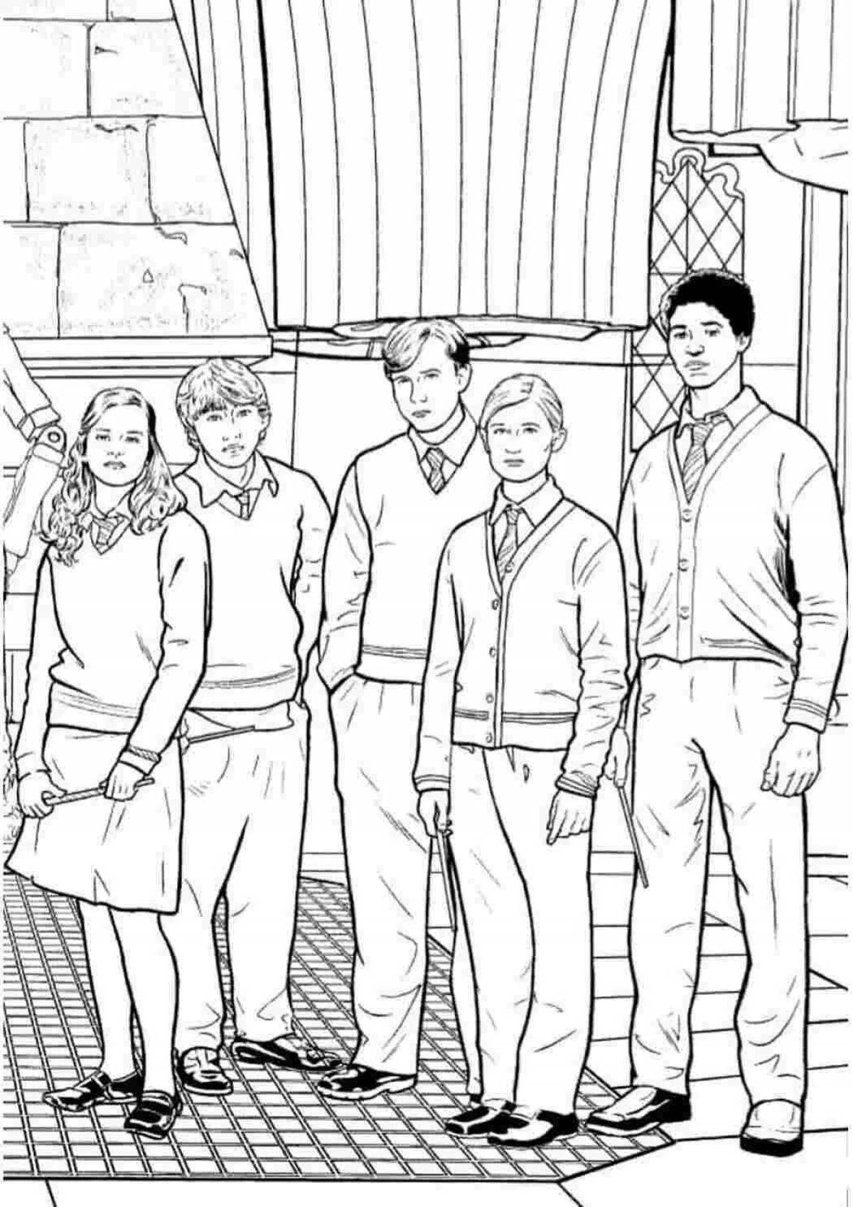 Majestic coloring harry potter harry ron and hermione