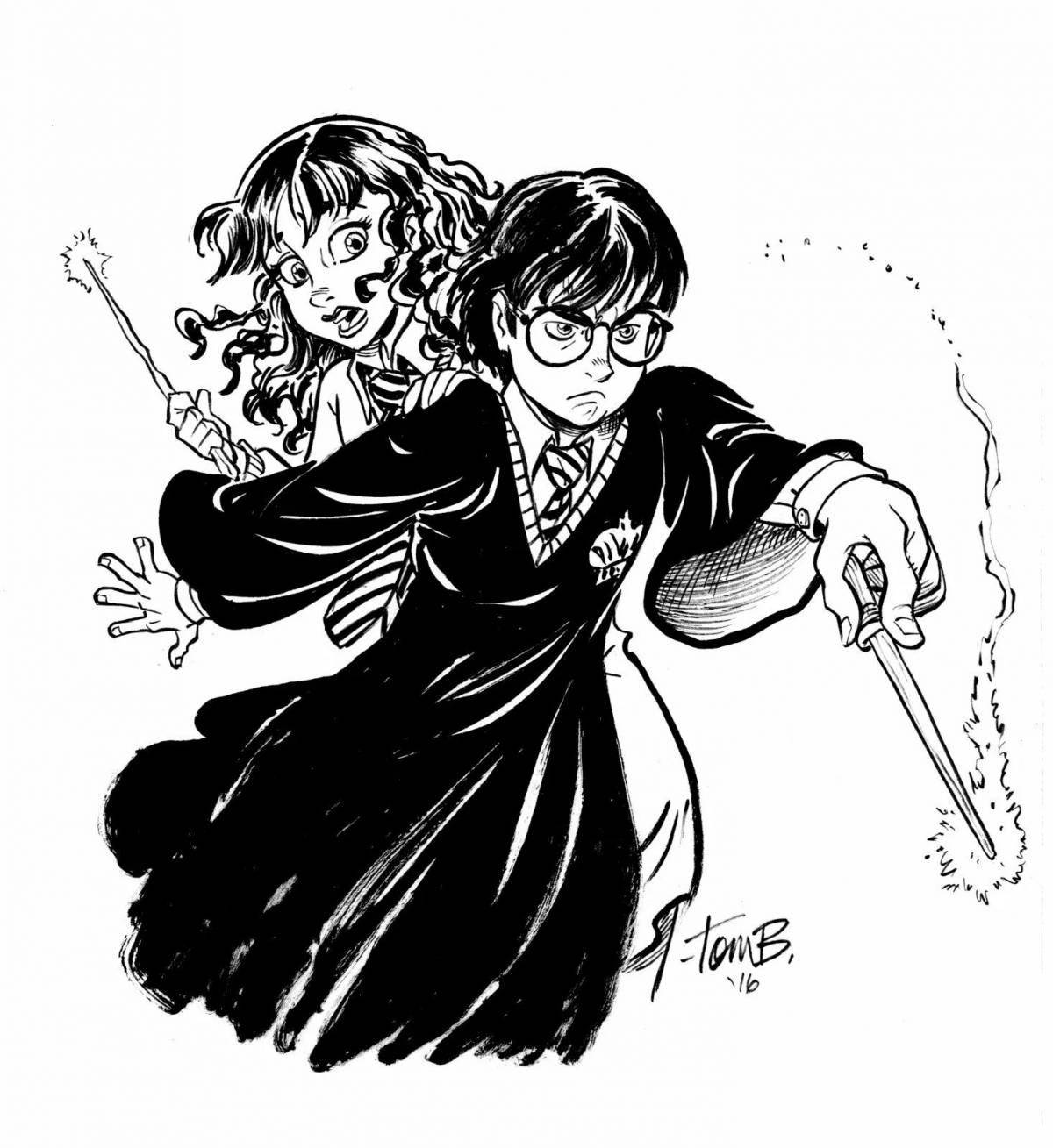 Bright coloring harry potter harry ron and hermione