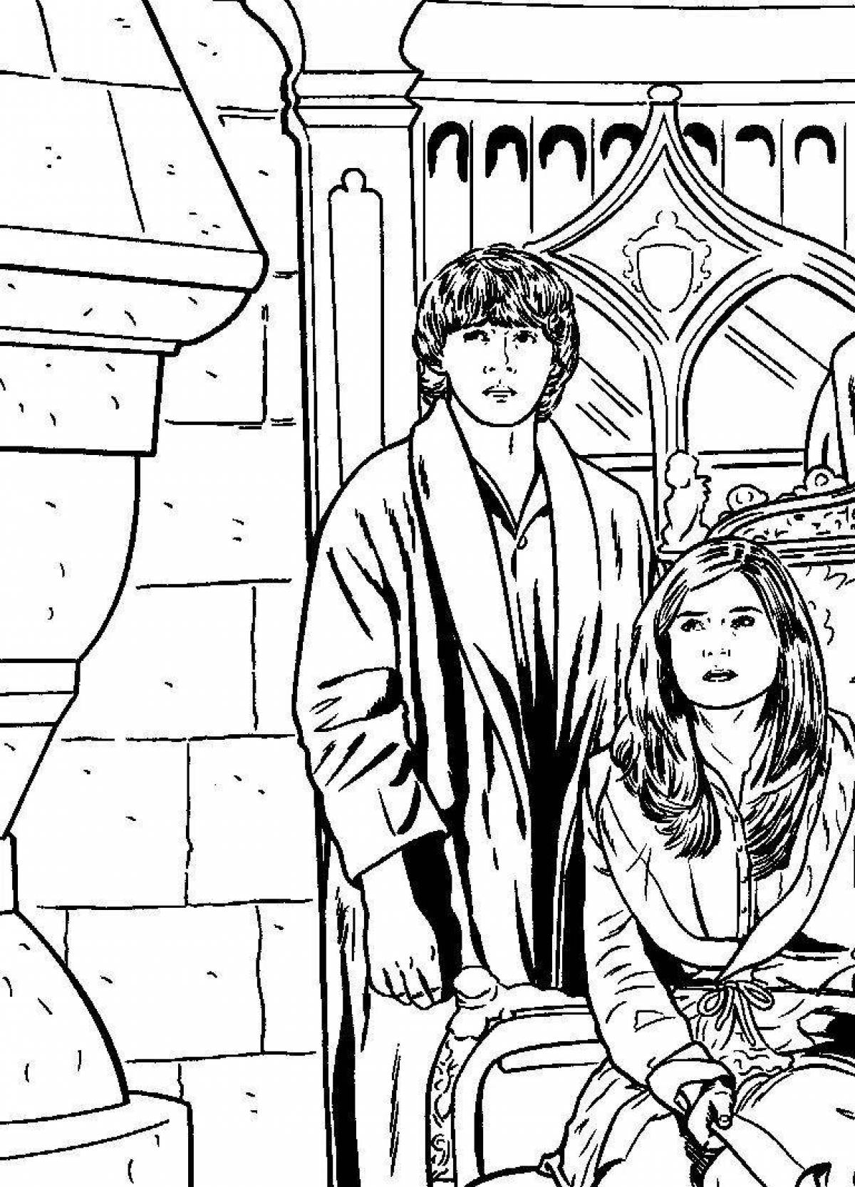 Dazzling coloring harry potter harry ron and hermione