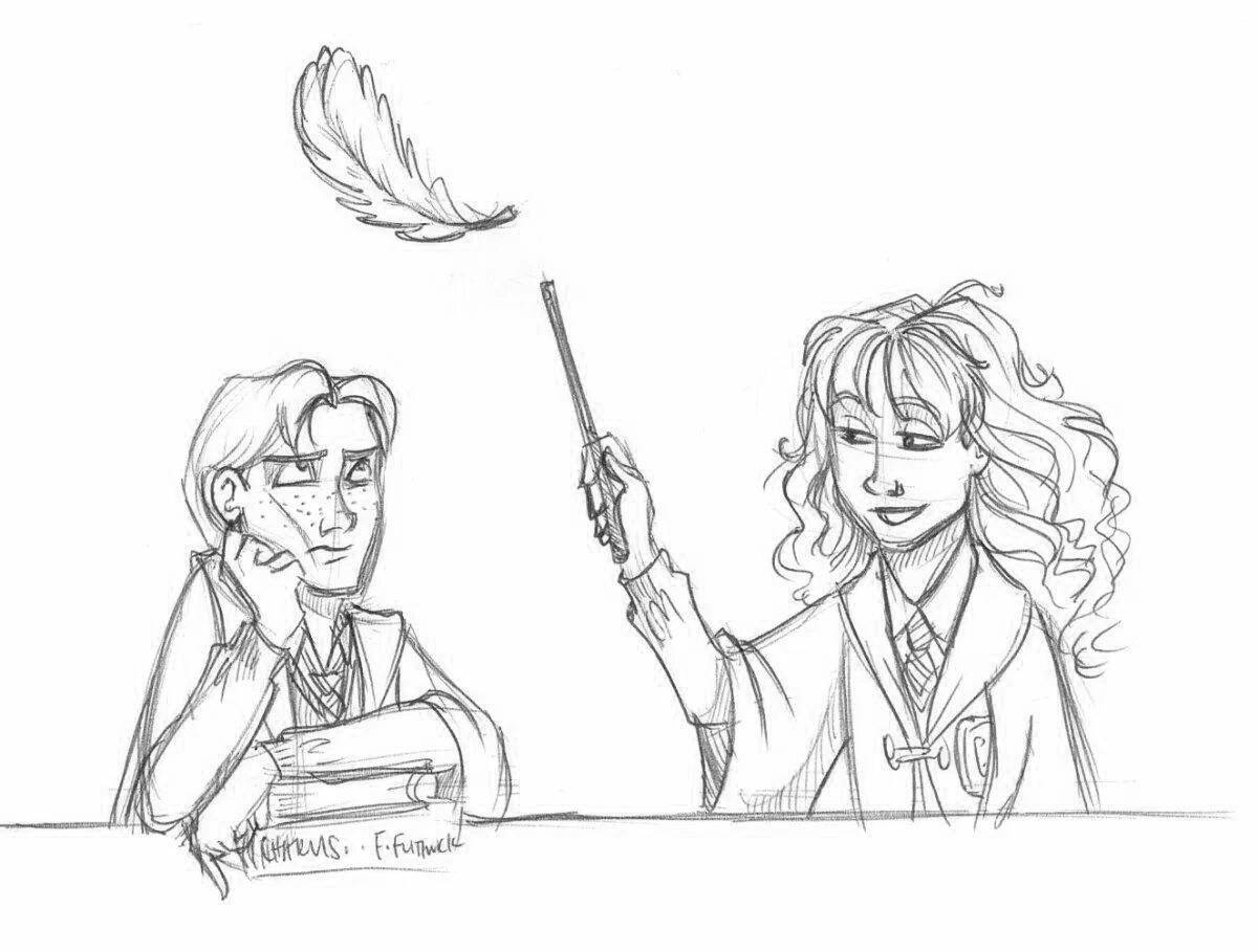 Exalted coloring harry potter harry ron and hermione