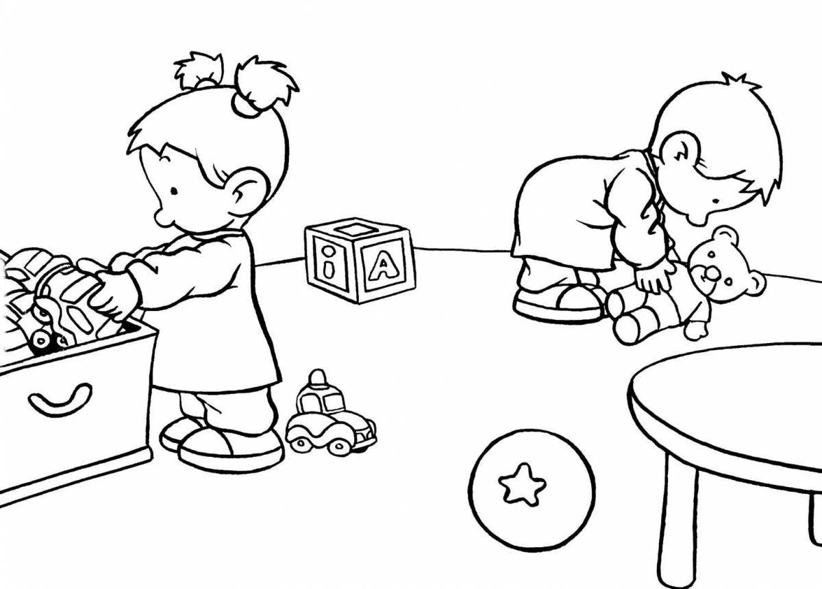 Fun coloring book for children rules of conduct in kindergarten