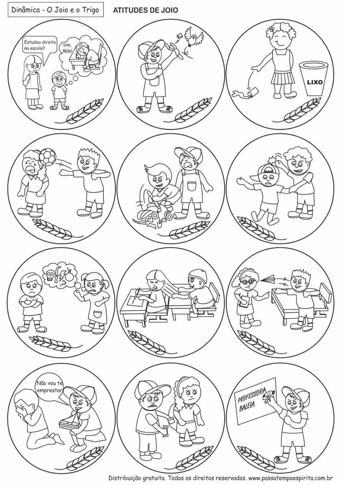 Creative coloring for children rules of conduct in kindergarten