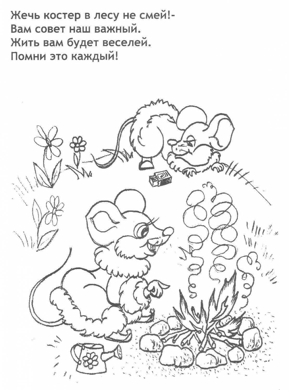 Luminous coloring books for children rules of conduct in the forest