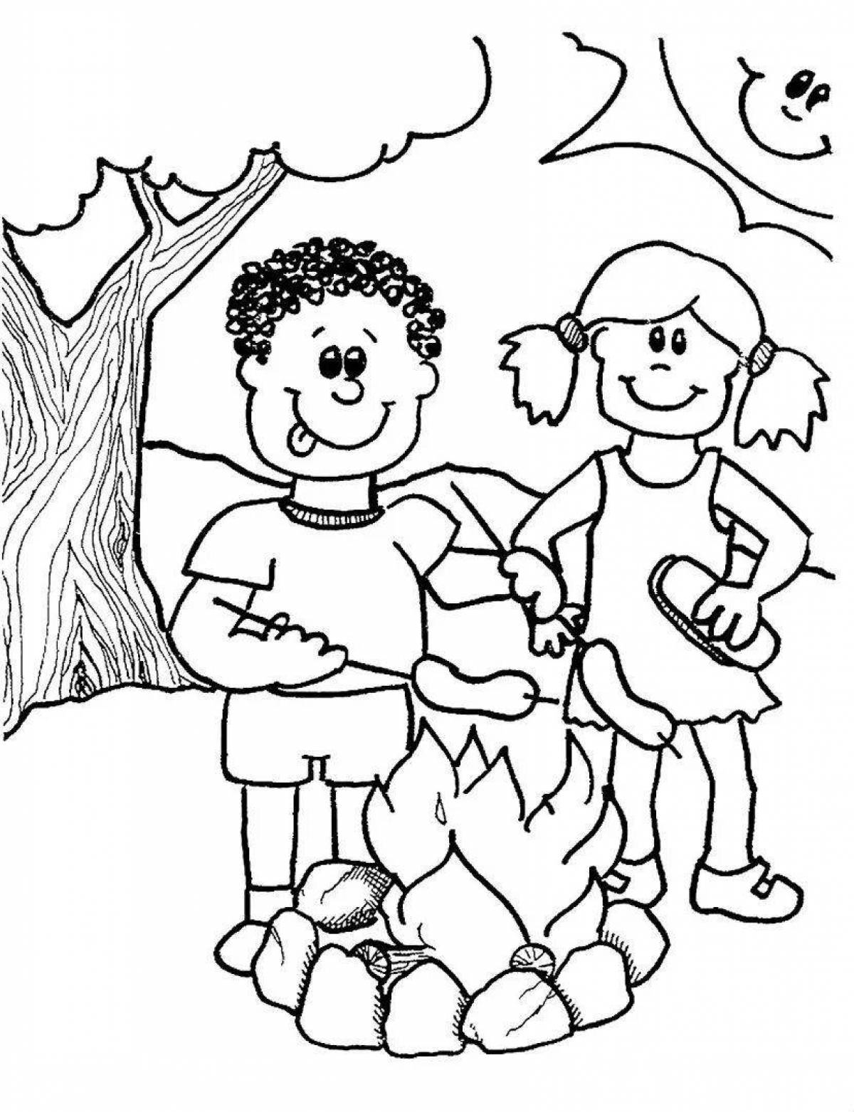 Буйная раскраска для детей правила поведения в лесу
