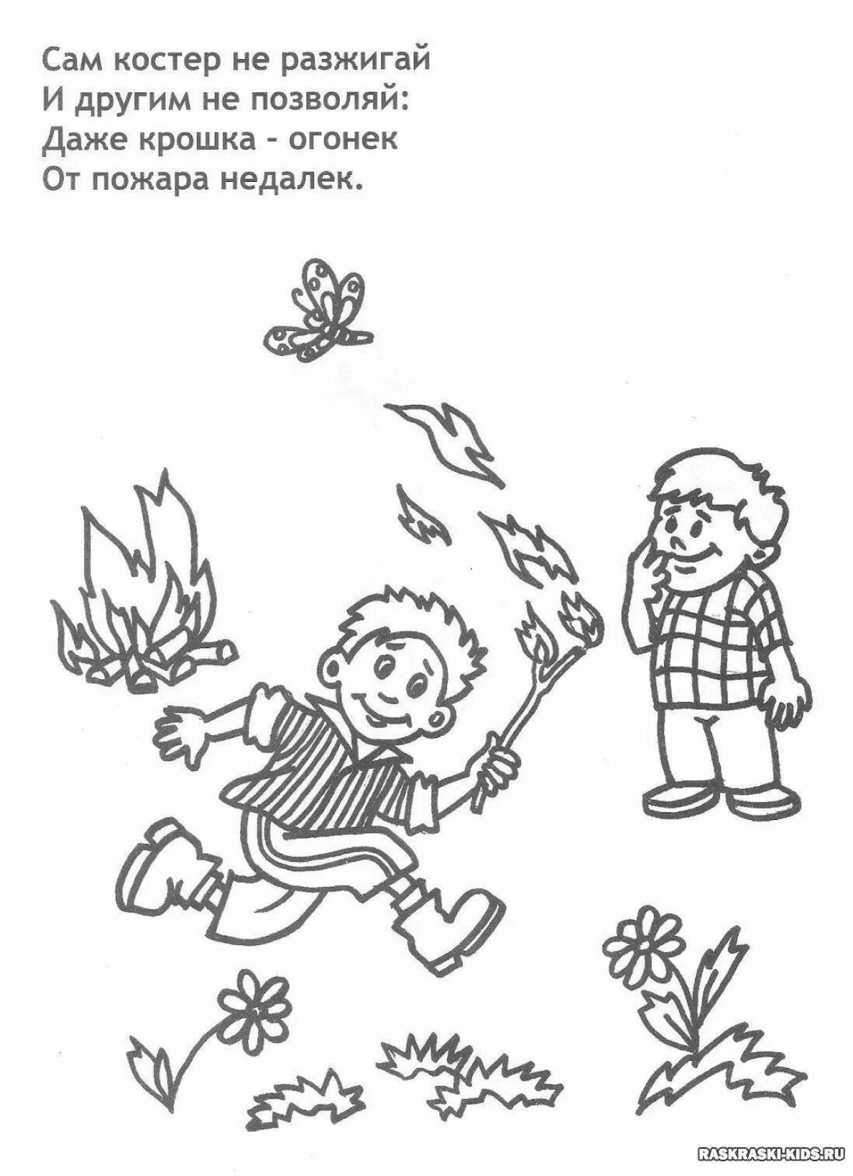 Coloring book for children rules of conduct in the forest