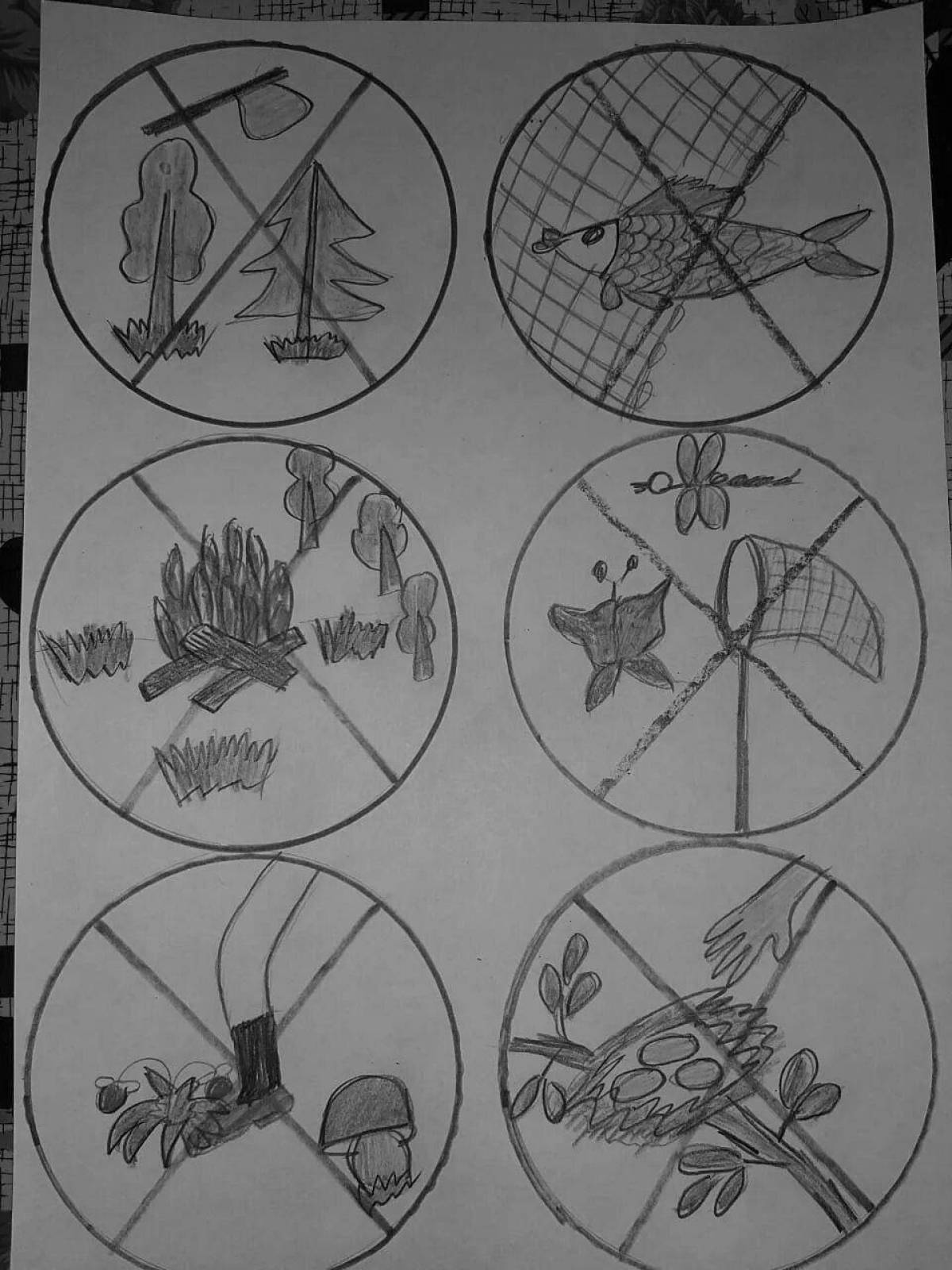 Intense coloring for children rules of conduct in the forest