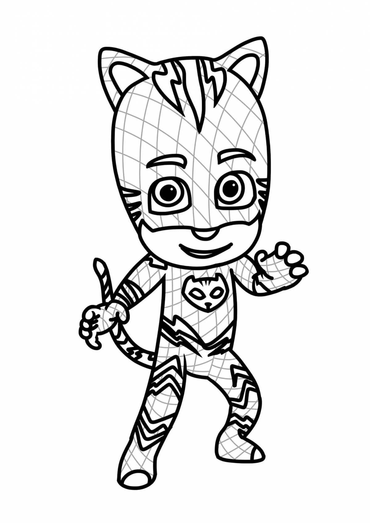 Drawing masked heroes coloring page