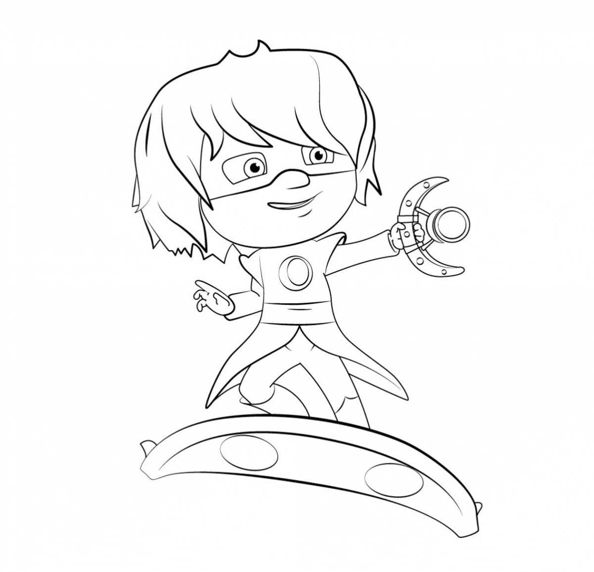 Coloring page funny masked characters