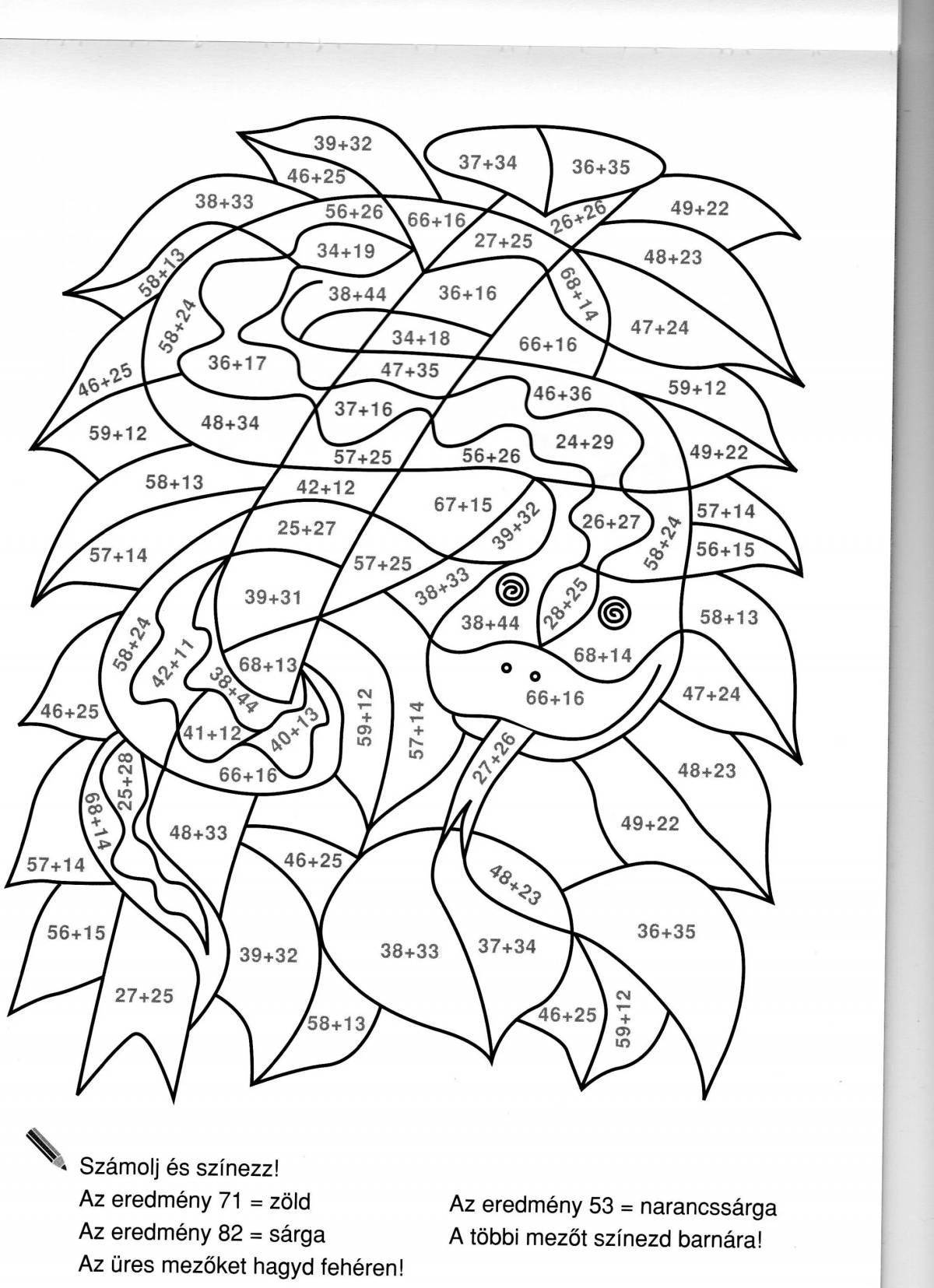 Colorful math coloring pages 4th grade up to 1000