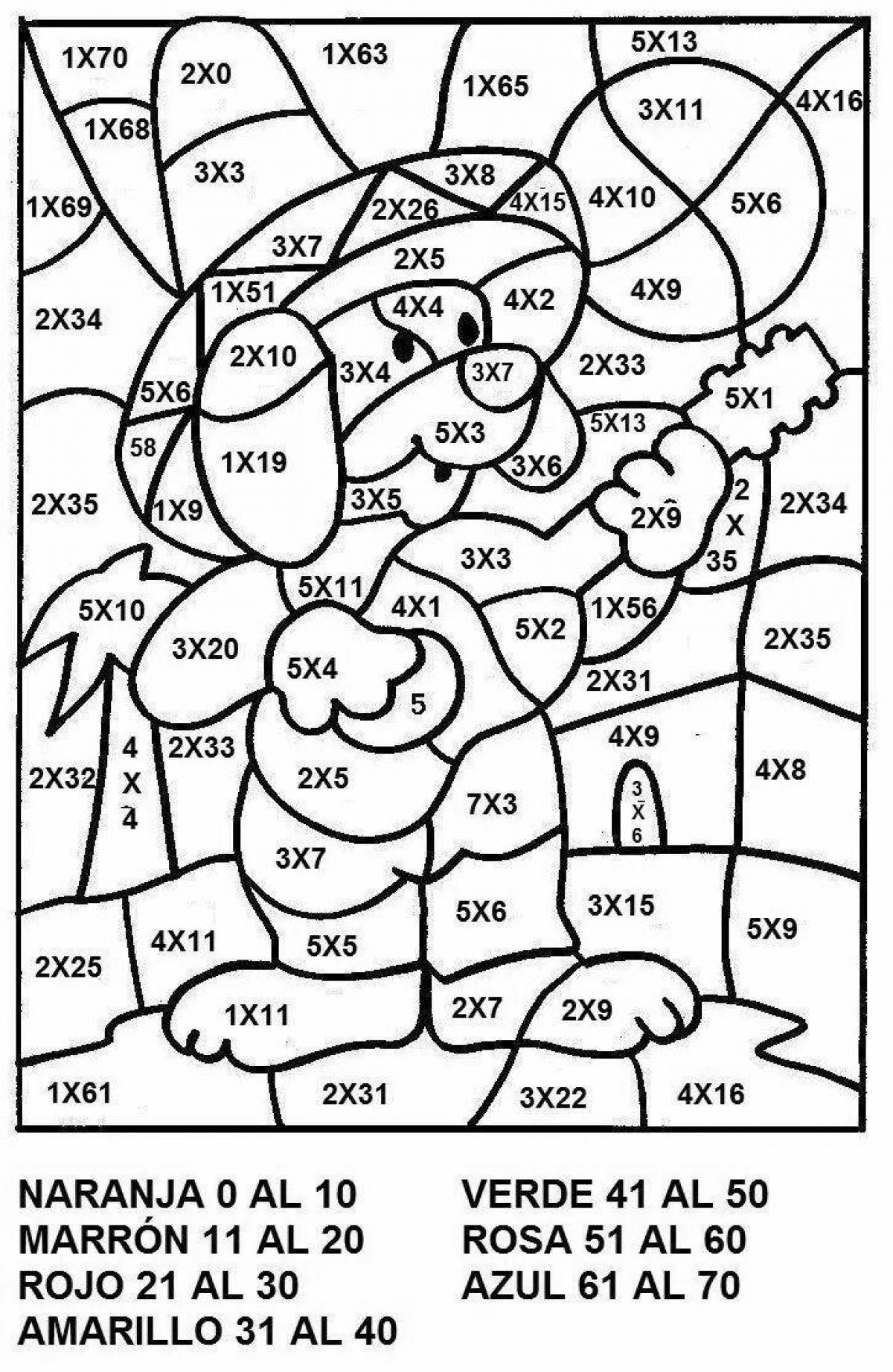 Fun math class 4 coloring page up to 1000