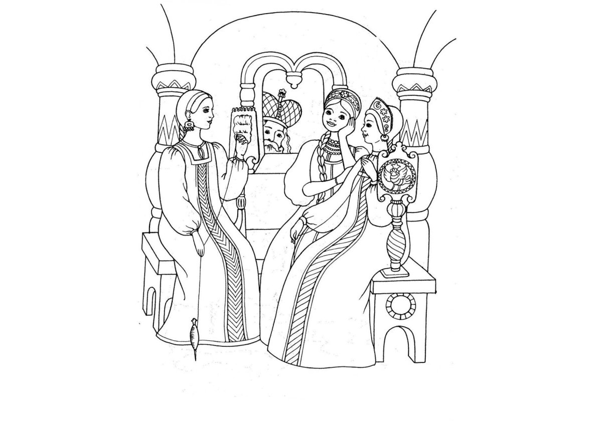 Вдохновляющая раскраска иллюстрация к сказке о царе салтане 3 класс